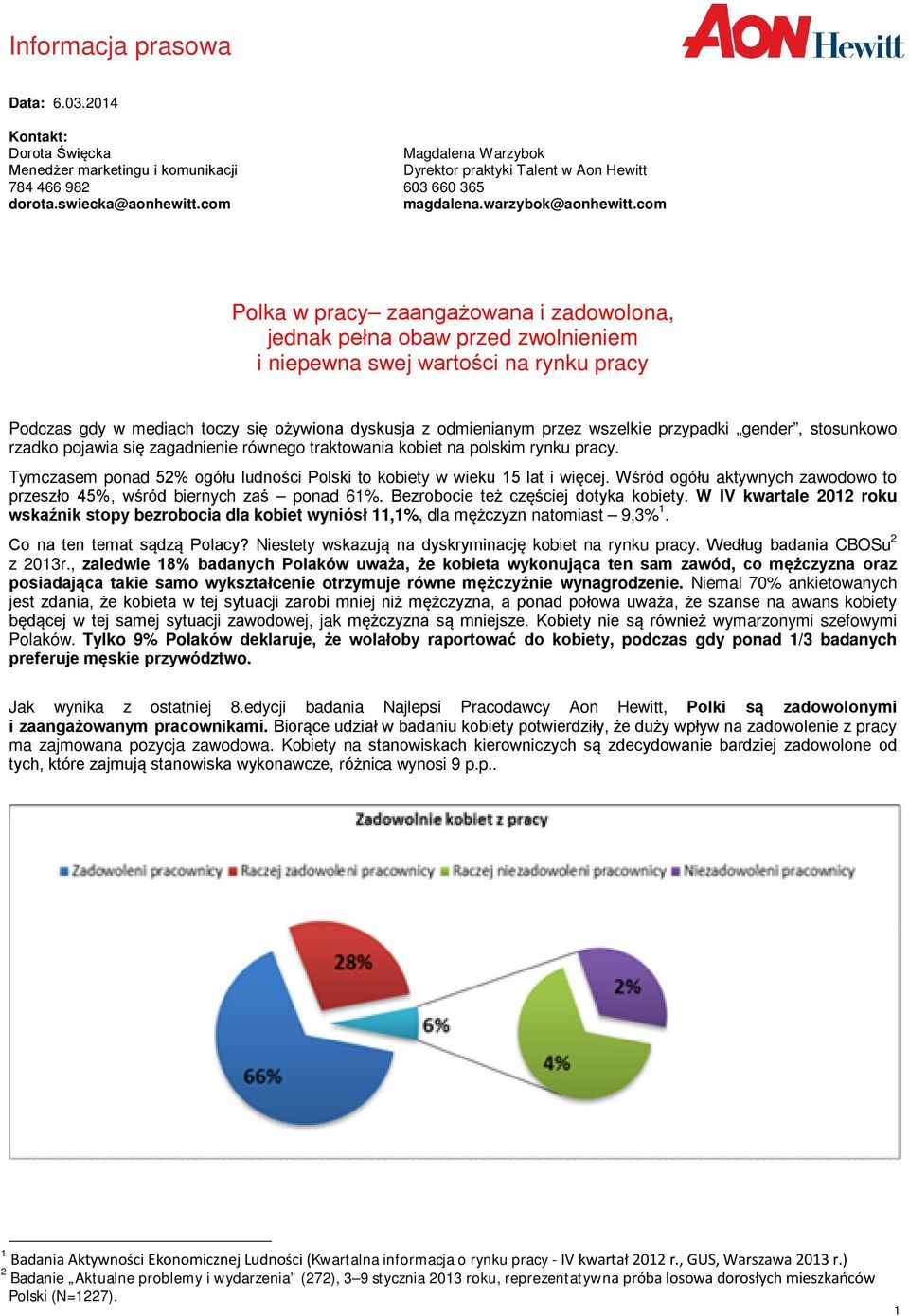 com Polka w pracy zaangażowana i zadowolona, jednak pełna obaw przed zwolnieniem i niepewna swej wartości na rynku pracy Podczas gdy w mediach toczy się ożywiona dyskusja z odmienianym przez wszelkie