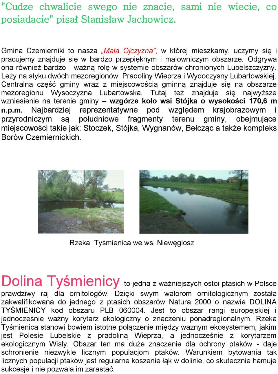 Odgrywa ona również bardzo ważną rolę w systemie obszarów chronionych Lubelszczyzny. Leży na styku dwóch mezoregionów: Pradoliny Wieprza i Wydoczysny Lubartowskiej.