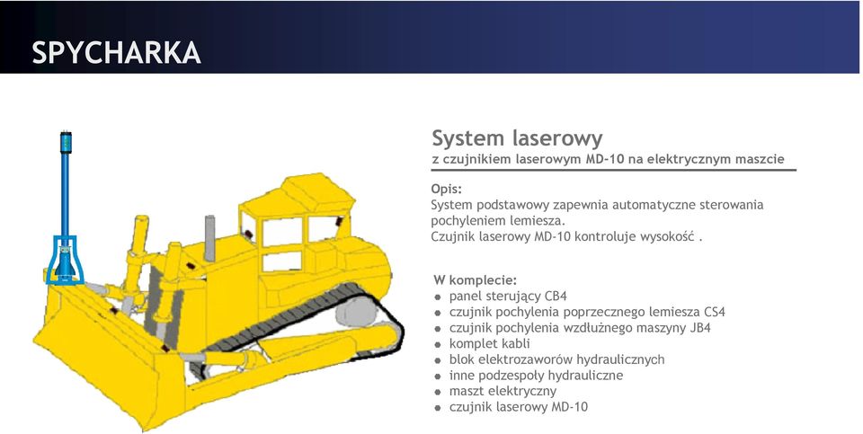 Czujnik laserowy MD-10 kontroluje wysokość.