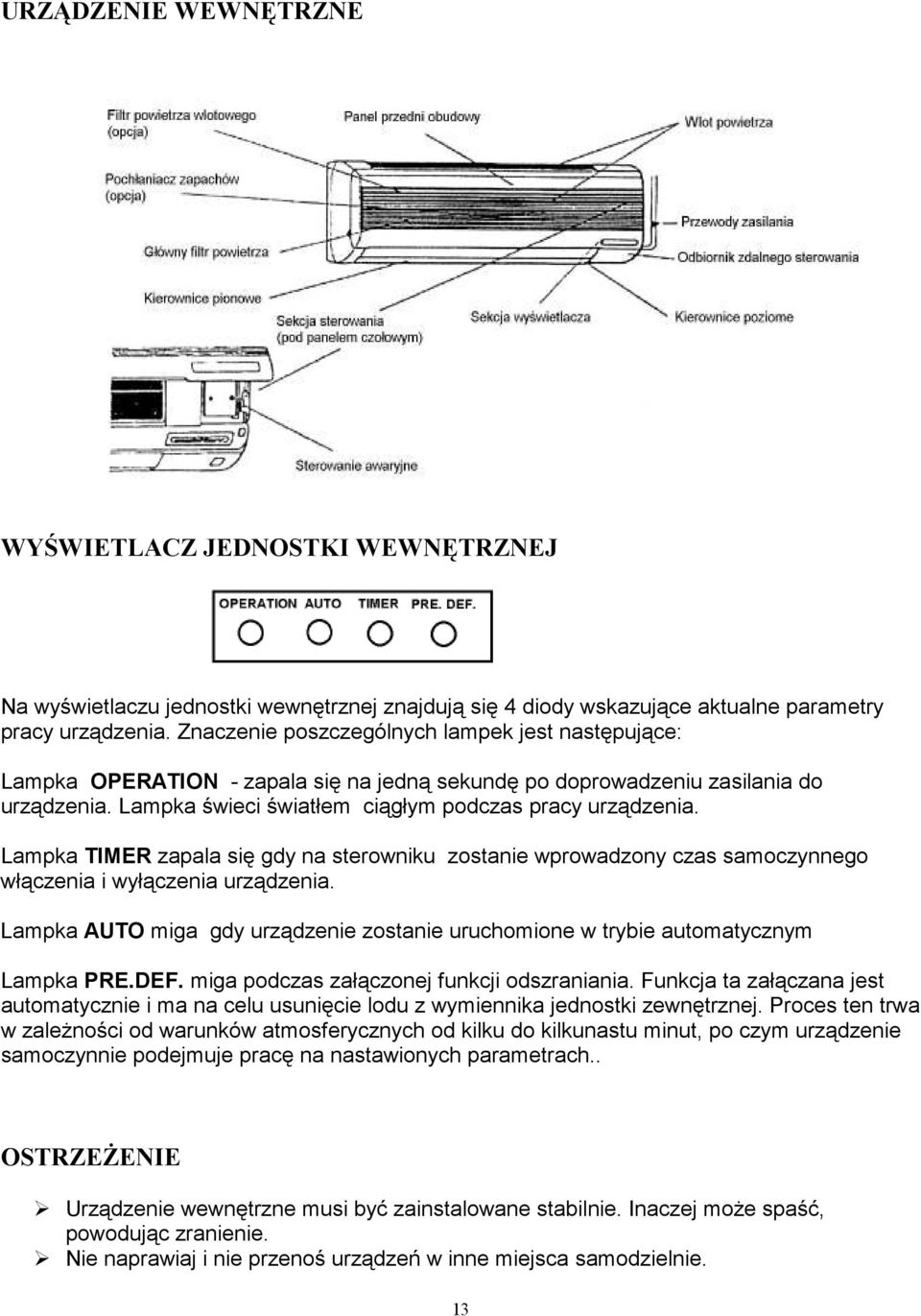 Lampka TIMER zapala się gdy na sterowniku zostanie wprowadzony czas samoczynnego włączenia i wyłączenia urządzenia.