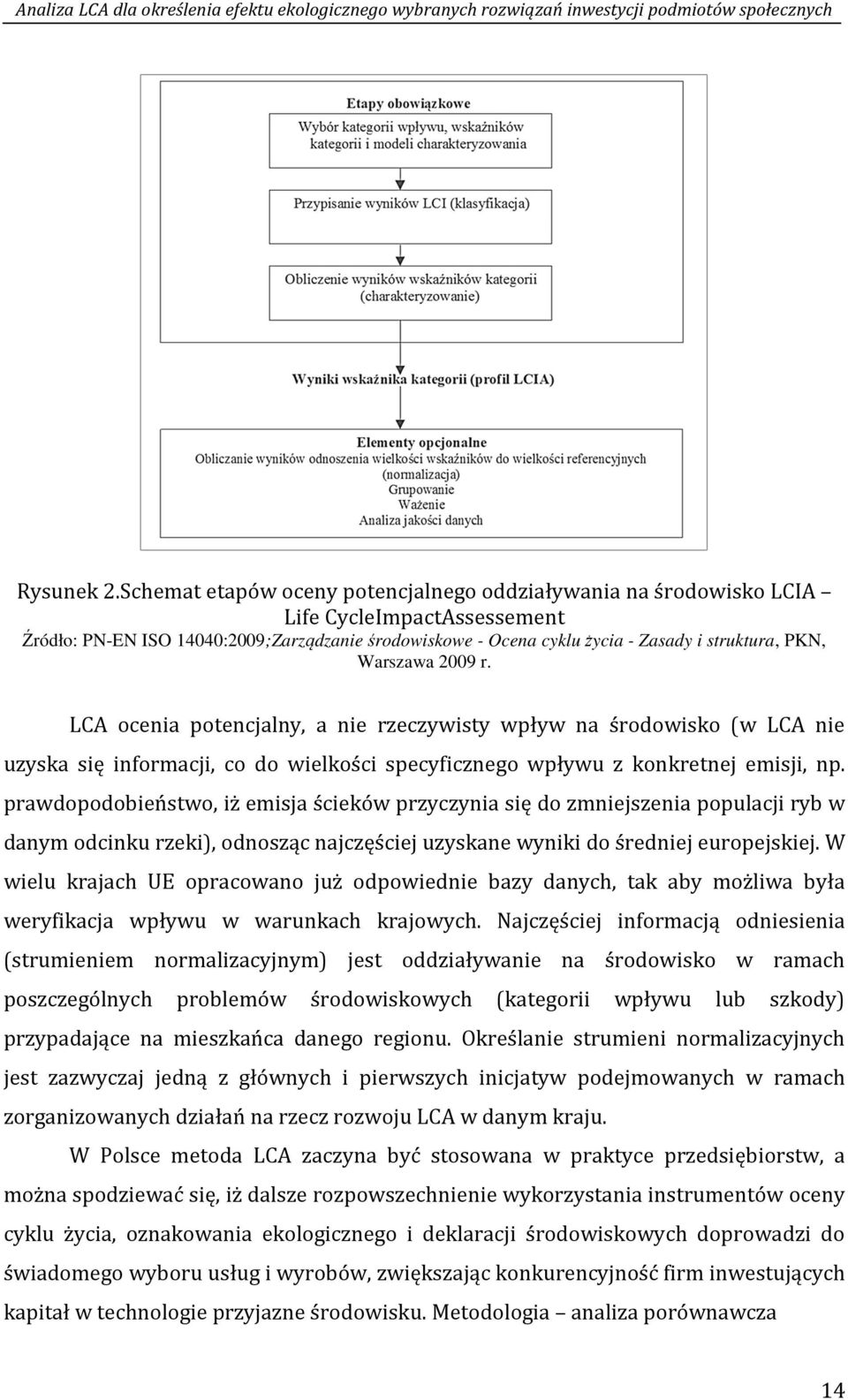 Warszawa 2009 r. LCA ocenia potencjalny, a nie rzeczywisty wpływ na środowisko (w LCA nie uzyska się informacji, co do wielkości specyficznego wpływu z konkretnej emisji, np.