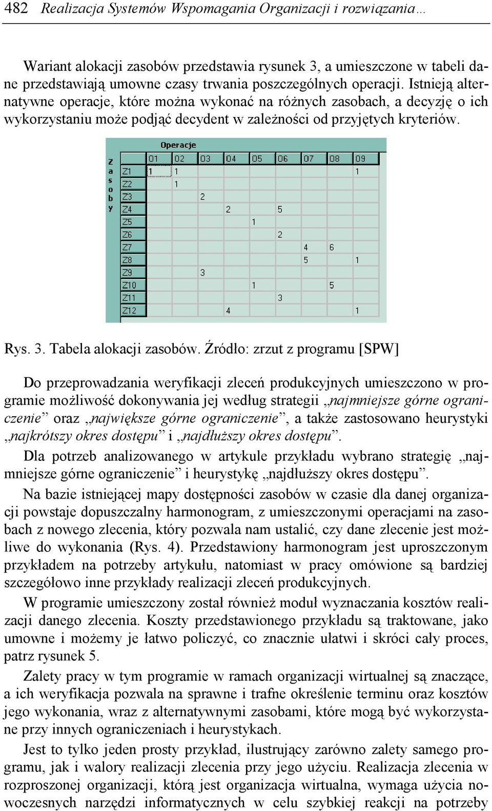 Źródło: zrzut z programu [SPW] Do przeprowadzania weryfikacji zleceń produkcyjnych umieszczono w programie moŝliwość dokonywania jej według strategii najmniejsze górne ograniczenie oraz największe