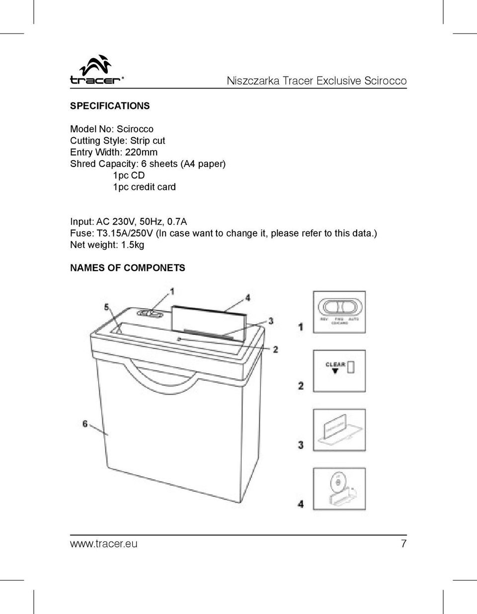 1pc credit card Input: AC 230V, 50Hz, 0.7A Fuse: T3.