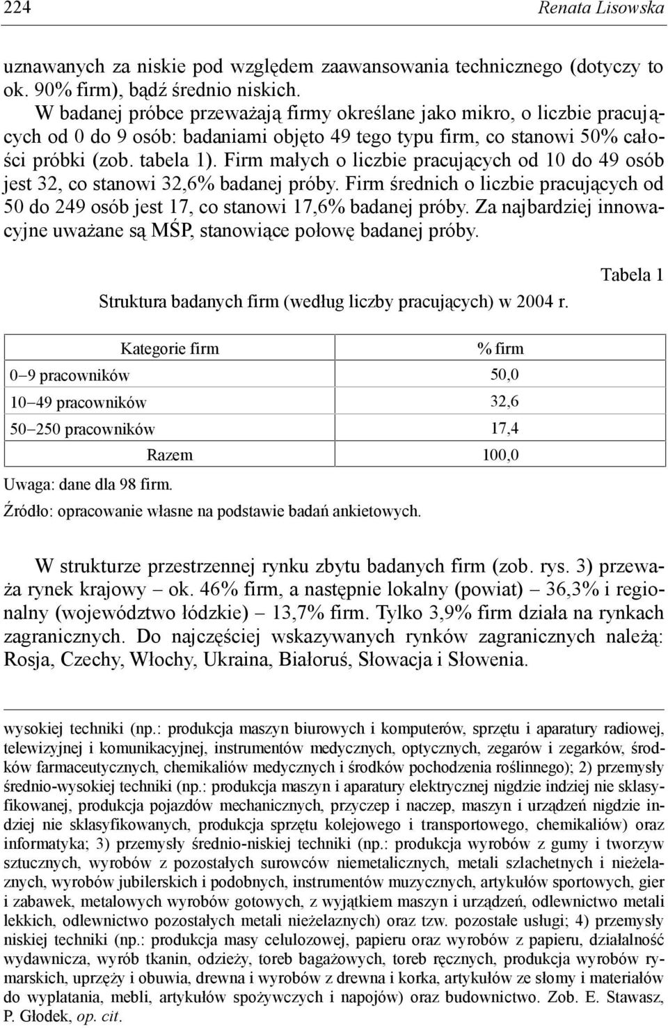 Firm małych o liczbie pracujących od 10 do 49 osób jest 32, co stanowi 32,6% badanej próby. Firm średnich o liczbie pracujących od 50 do 249 osób jest 17, co stanowi 17,6% badanej próby.