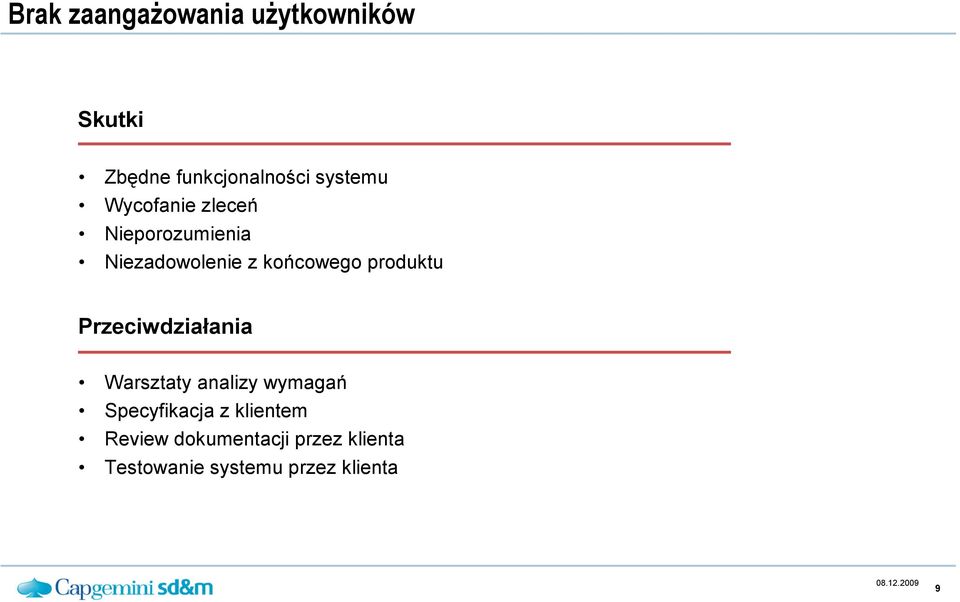 produktu Przeciwdziałania Warsztaty analizy wymagań Specyfikacja z