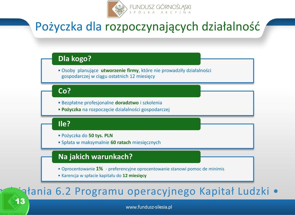 Bezpłatne profesjonalne doradztwo i szkolenia Pożyczka na rozpoczęcie działalności gospodarczej Ile?