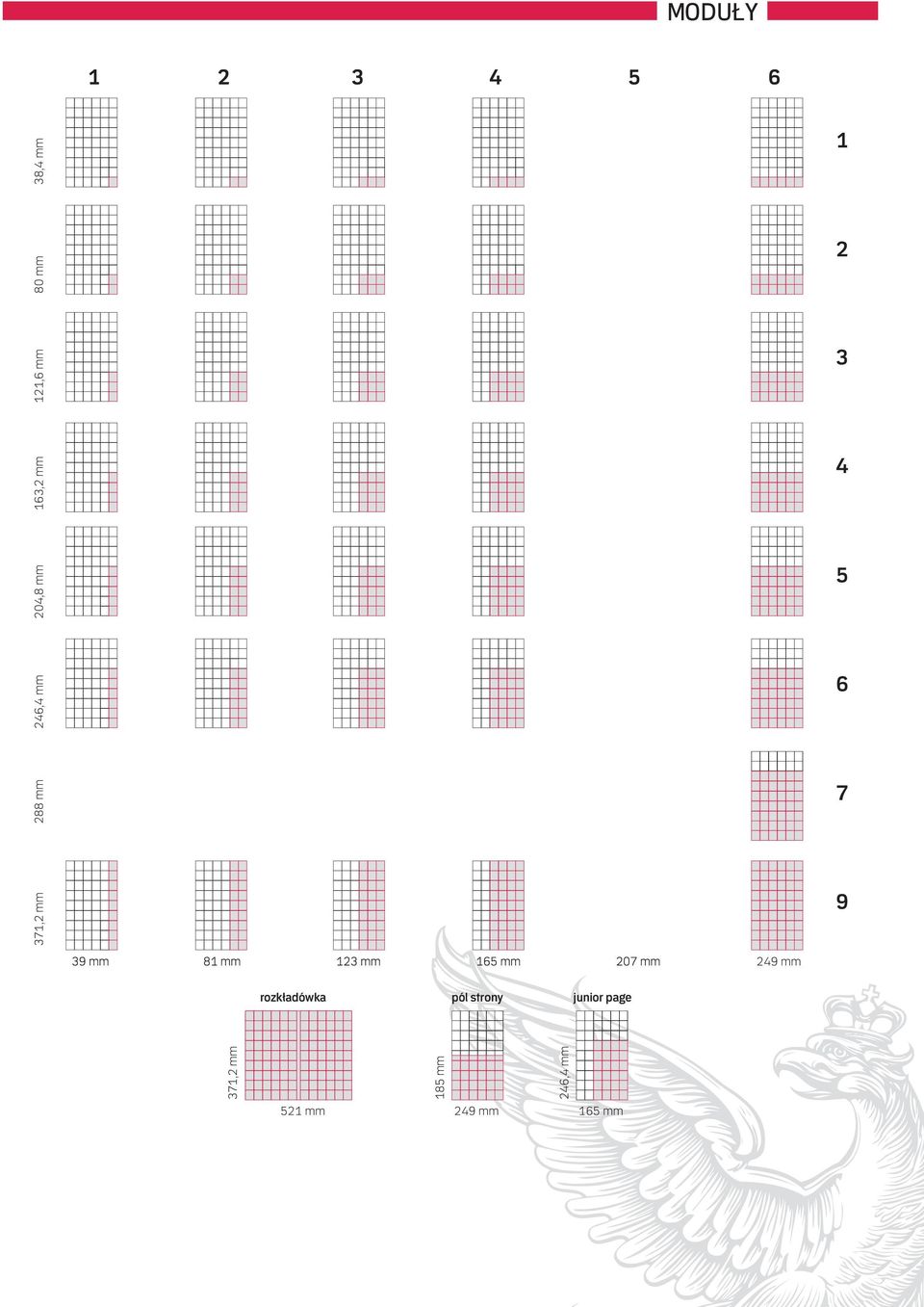 9 rozkładówka pól strony junior page 371,2 mm