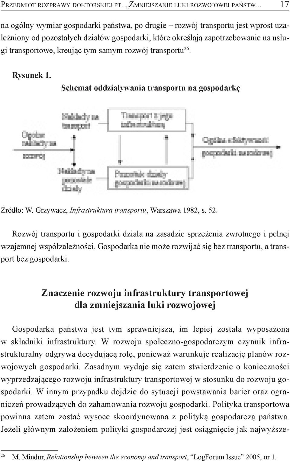 samym rozwój transportu 26. Rysunek 1. Schemat oddziaływania transportu na gospodarkę Źródło: W. Grzywacz, Infrastruktura transportu, Warszawa 1982, s. 52.