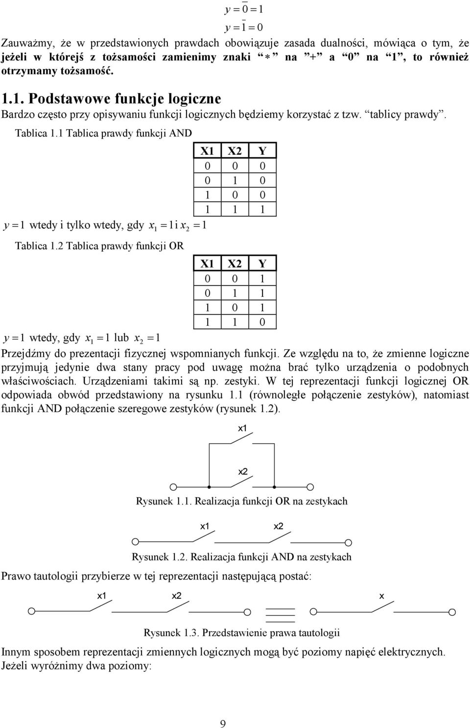 1 Tablica prawdy funkcji AND X1 X2 Y 0 0 0 0 1 0 1 0 0 1 1 1 y =1 wtedy i tylko wtedy, gdy x 1i x 2 = 1 1 = Tablica 1.