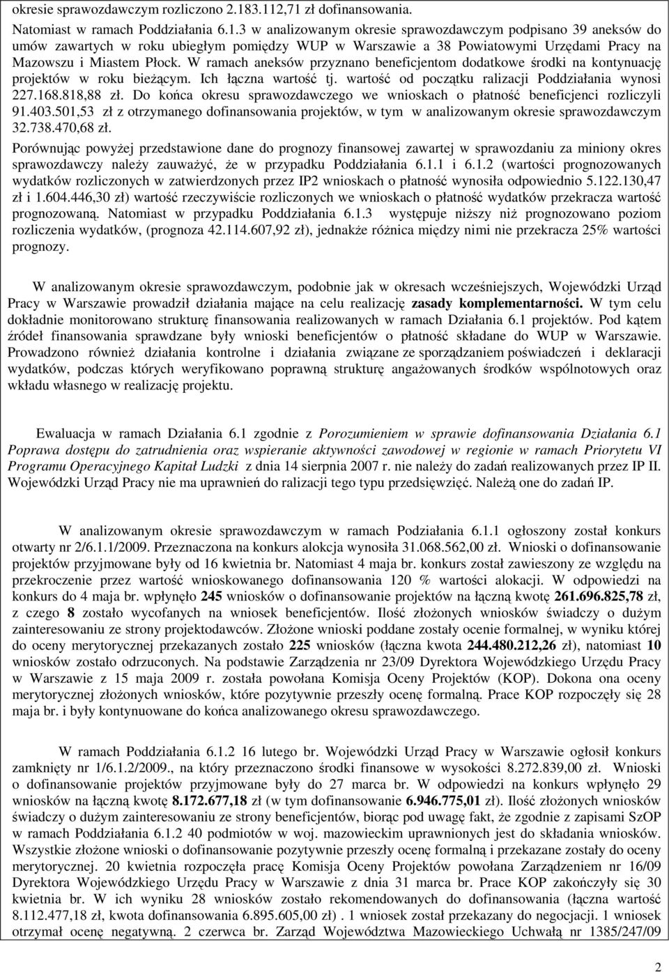 W ramach aneksów przyznano beneficjentom dodatkowe środki na kontynuację projektów w roku bieżącym. Ich łączna wartość tj. wartość od początku ralizacji Poddziałania wynosi 227.168.818,88 zł.