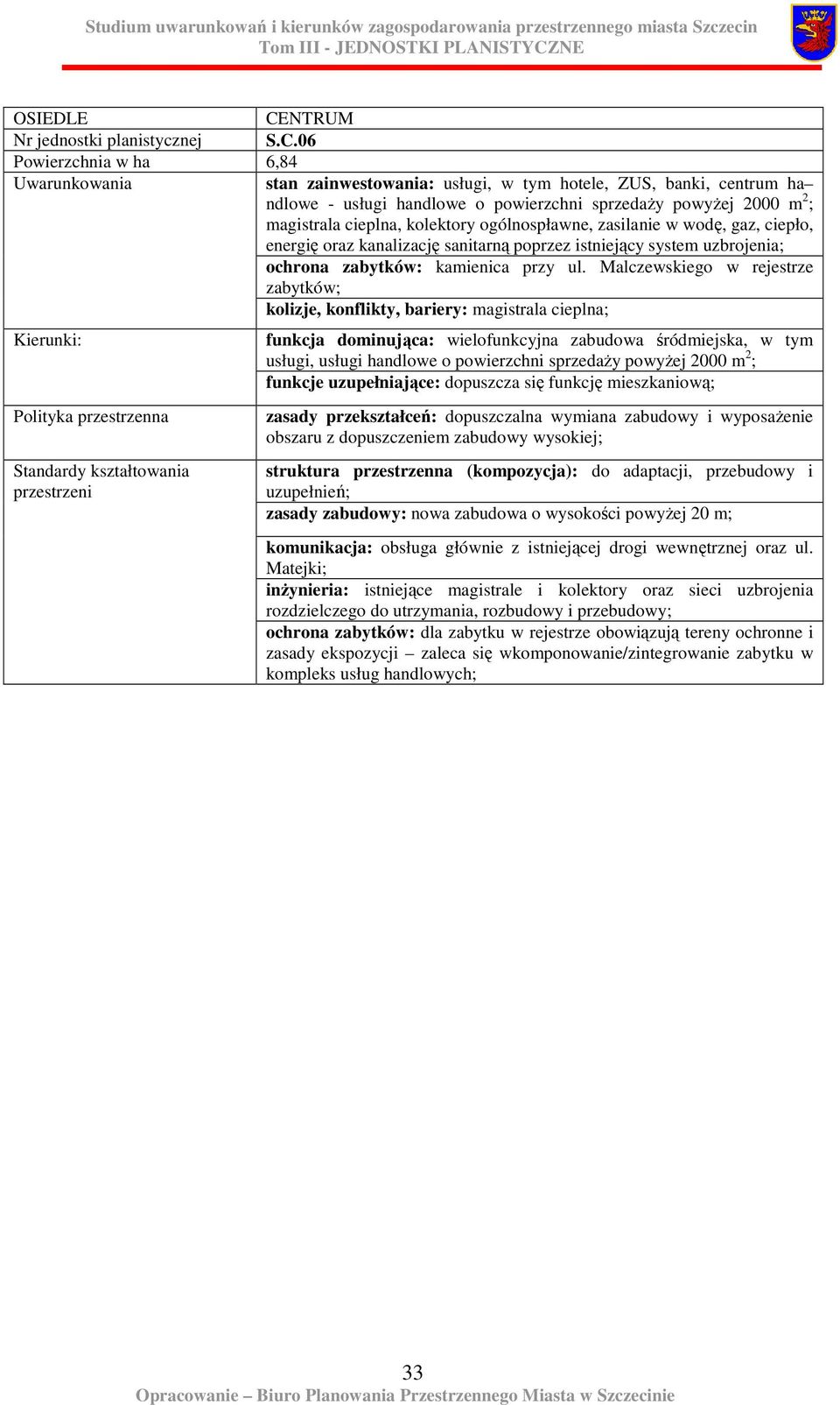 ogólnospławne, zasilanie w wodę, gaz, ciepło, energię oraz kanalizację sanitarną poprzez istniejący system uzbrojenia; ochrona zabytków: kamienica przy ul.