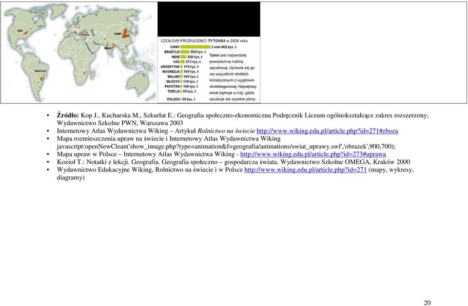 http://www.wiking.edu.pl/article.php?id=271#zboza Mapa rozmieszczenia upraw na świecie i Internetowy Atlas Wydawnictwa Wiking javascript:opennewclean('show_image.php?type=animation&f=geografia/animations/swiat_uprawy.