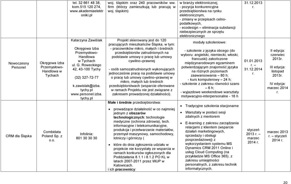 śląskim oraz 240 pracowników ww. firm (którzy zamieszkują lub pracują w woj.