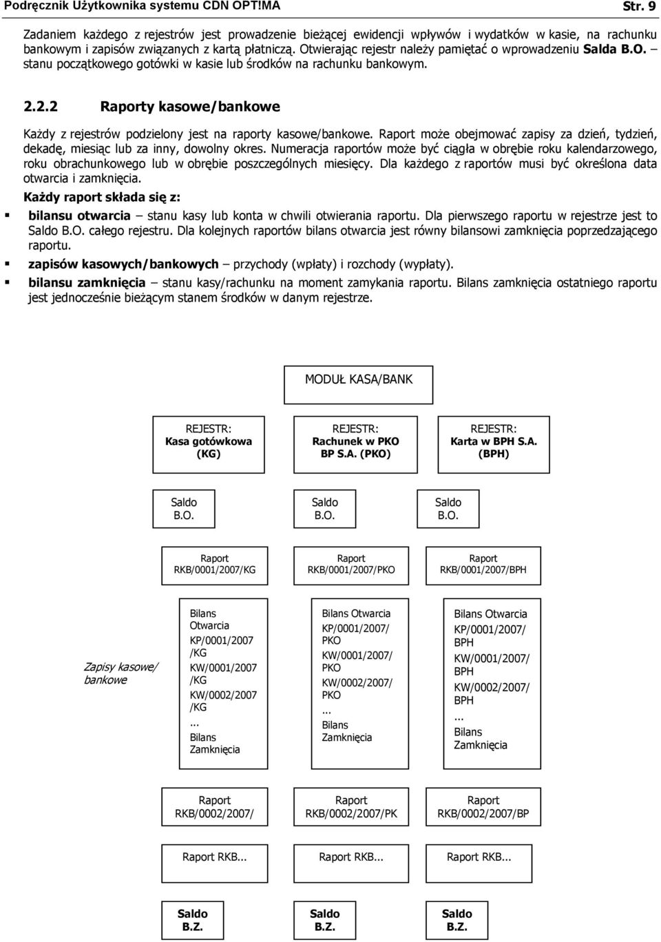 Otwierając rejestr należy pamiętać o wprowadzeniu Salda B.O. stanu początkowego gotówki w kasie lub środków na rachunku bankowym. 2.