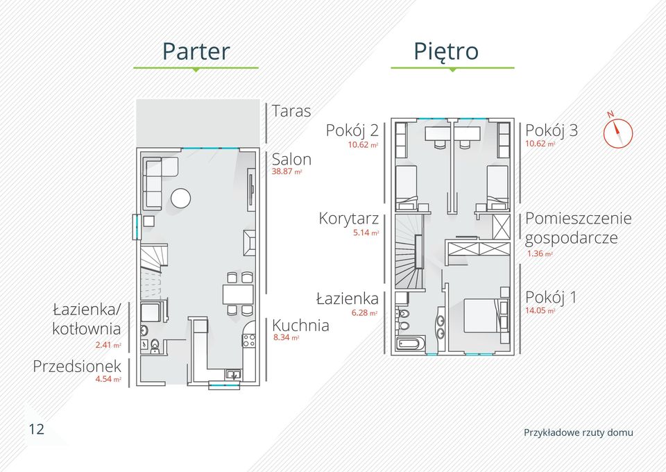 14 m 2 Pomieszczenie gospodarcze 1.36 m 2 2.