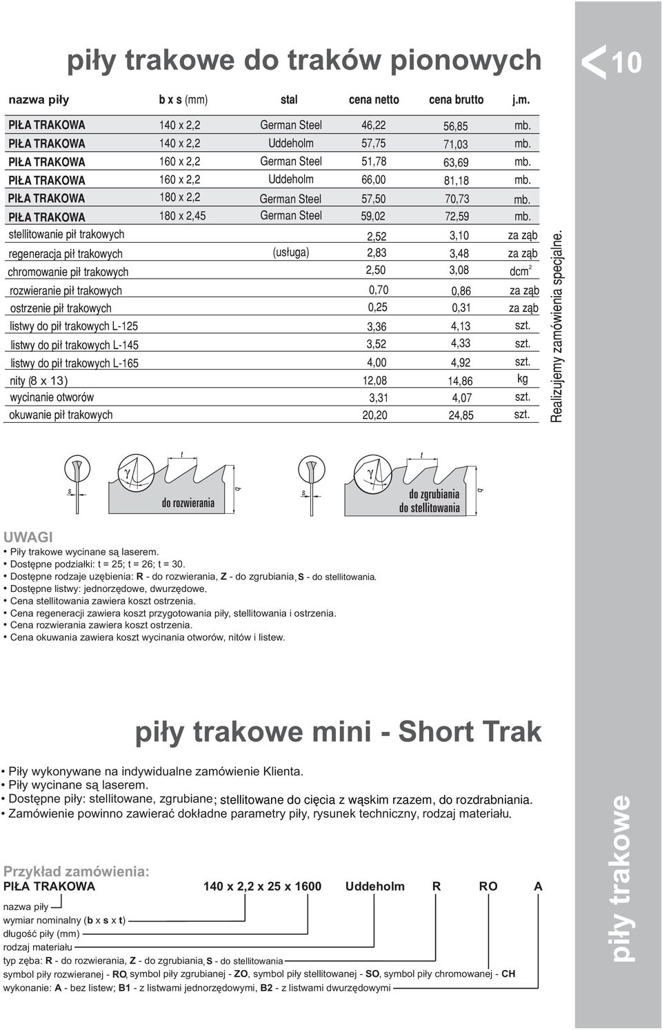 PIŁA TRAKOWA PIŁA TRAKOWA PIŁA TRAKOWA PIŁA TRAKOWA PIŁA TRAKOWA 140 x 2,2 140 x 2,2 160 x 2,2 160 x 2,2 180 x 2,2 German Steel German Steel German Steel 46,22 57,75 51,78 66,00 57,50 56,85 71,03