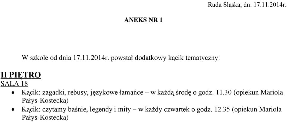 powstał dodatkowy kącik tematyczny: II PIĘTRO SALA 18 Kącik: zagadki, rebusy,