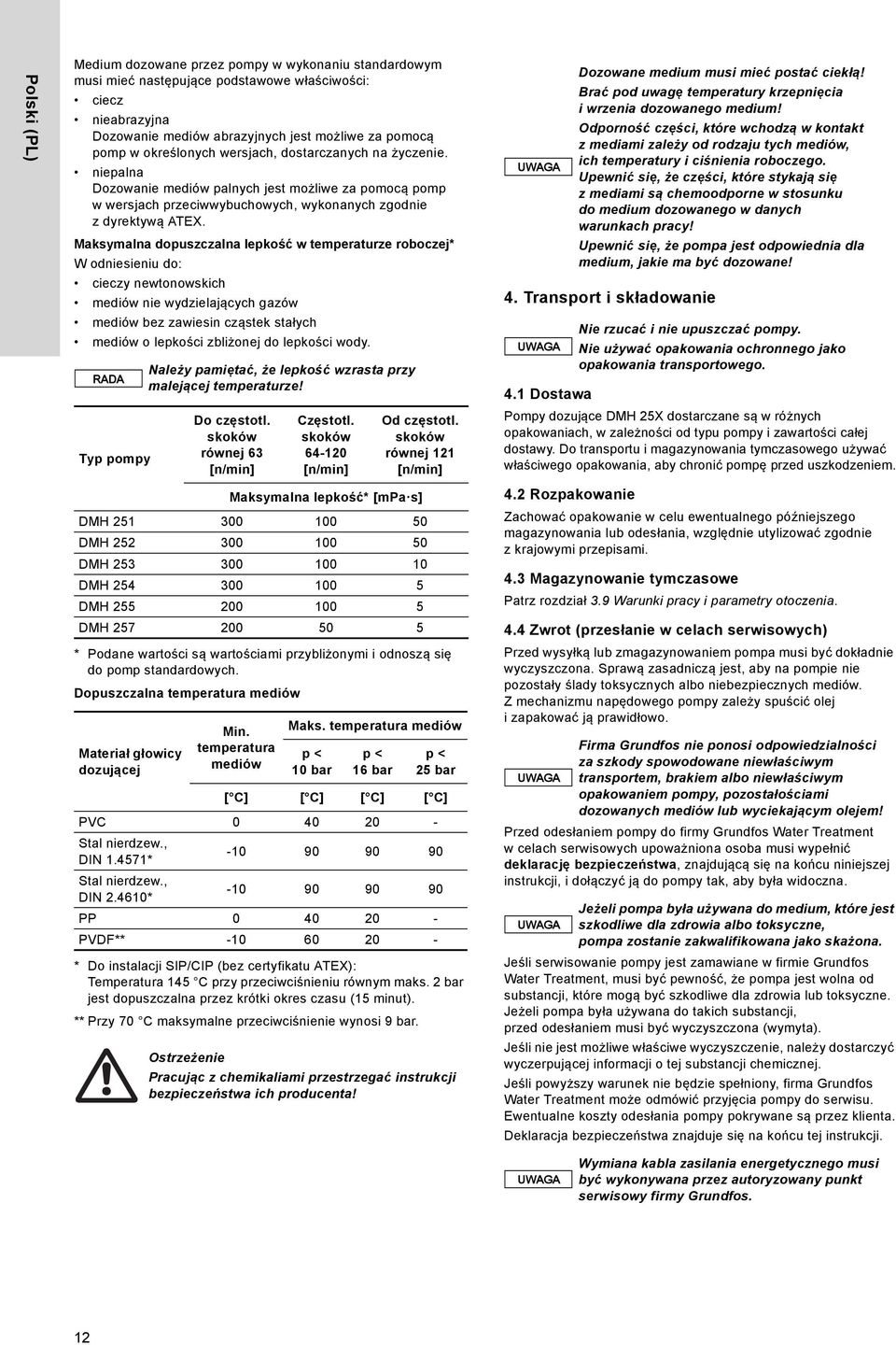 Maksymalna dopuszczalna lepkość w temperaturze roboczej* W odniesieniu do: cieczy newtonowskich mediów nie wydzielających gazów mediów bez zawiesin cząstek stałych mediów o lepkości zbliżonej do