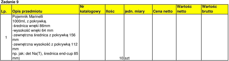 -średnica wnęki 86mm -wysokość wnęki 64 mm -zewnętrzna średnica z