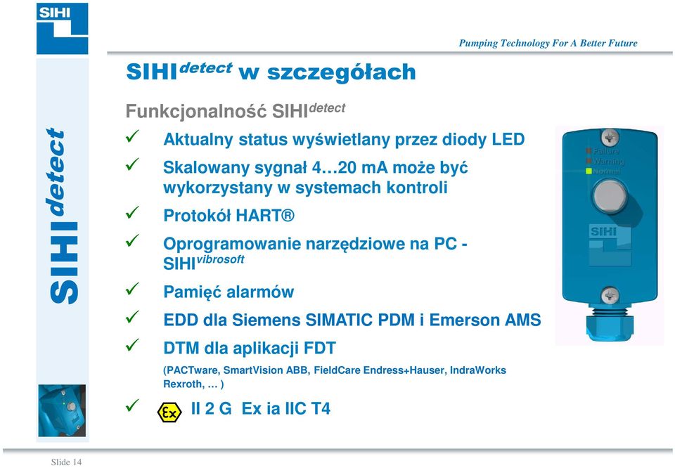 Oprogramowanie narzędziowe na PC - SIHI vibrosoft Pamięć alarmów EDD dla Siemens SIMATIC PDM i Emerson AMS