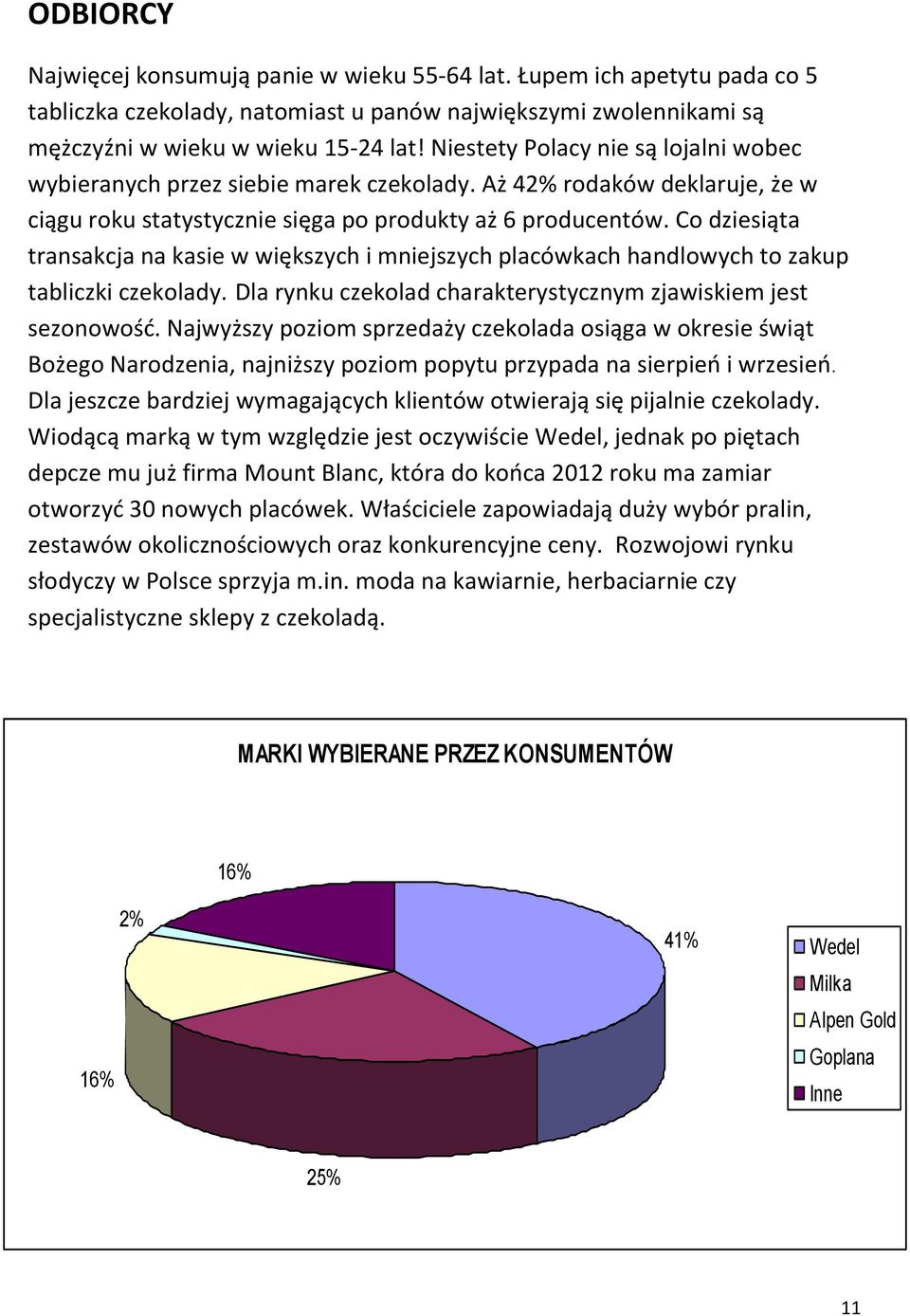 Co dziesiąta transakcja na kasie w większych i mniejszych placówkach handlowych to zakup tabliczki czekolady. Dla rynku czekolad charakterystycznym zjawiskiem jest sezonowość.