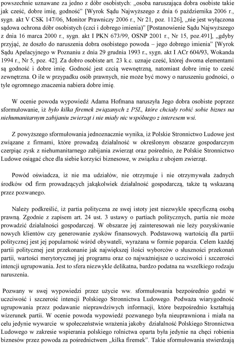 , sygn. akt I PKN 673/99, OSNP 2001 r., Nr 15, poz.
