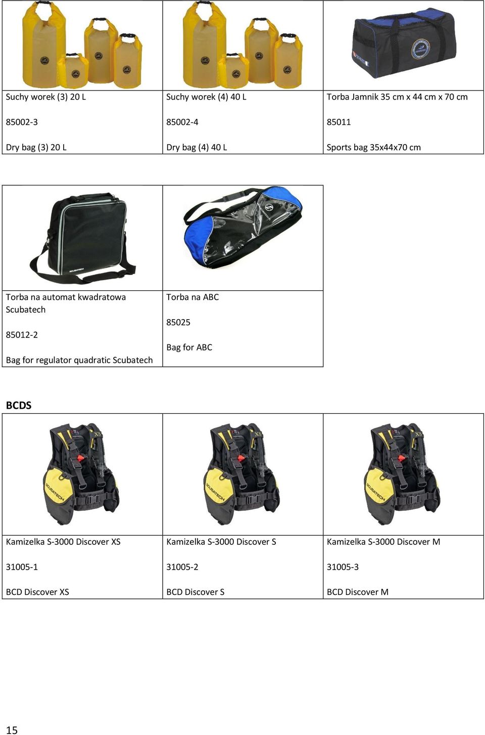 regulator quadratic Scubatech Torba na ABC 85025 Bag for ABC BCDS Kamizelka S-3000 Discover XS 31005-1 BCD