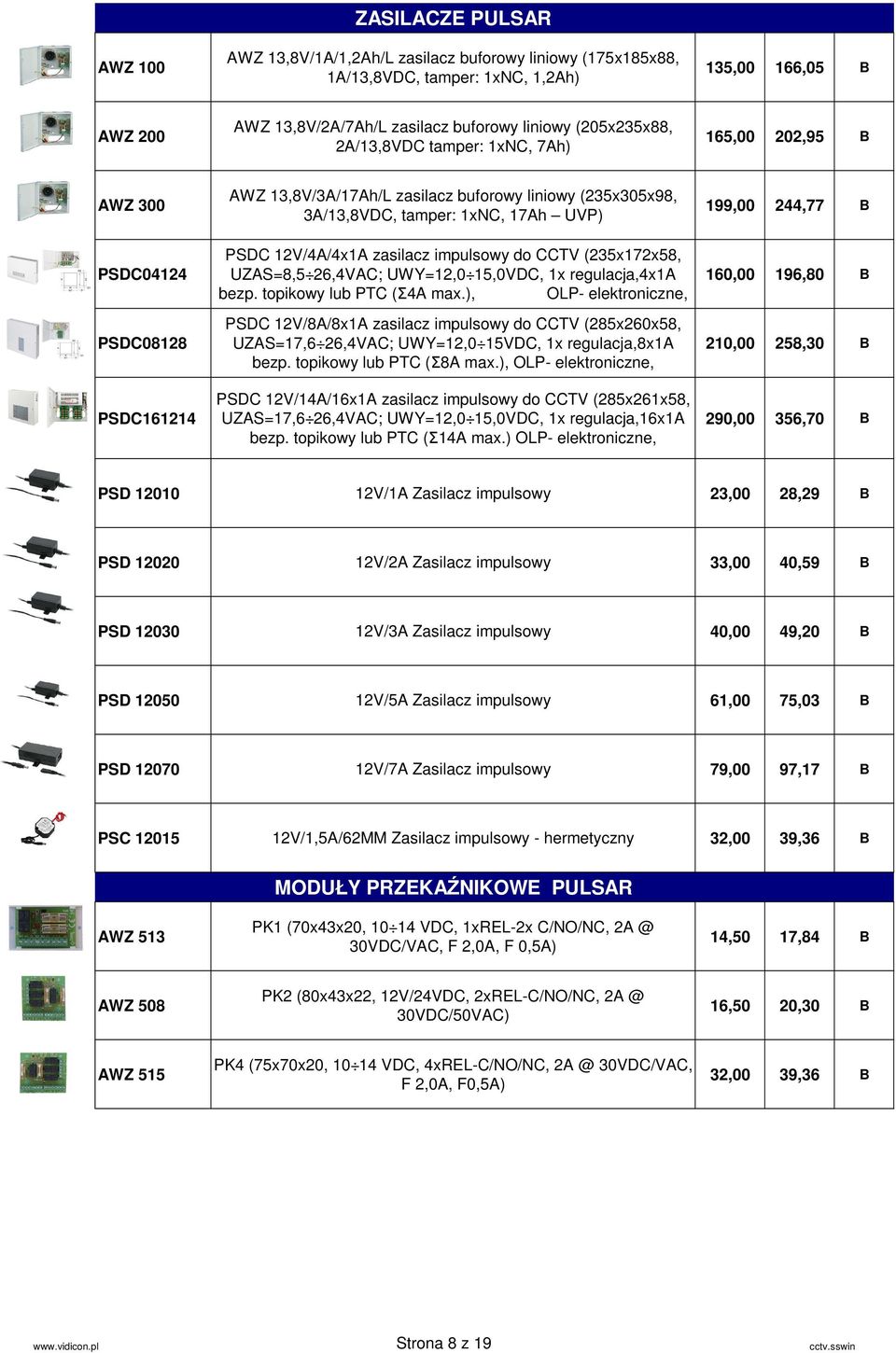 CCTV (235x172x58, UZS=8,5 26,4VC; UWY=12,0 15,0VDC, 1x regulacja,4x1 bezp. topikowy lub PTC (Σ4 max.