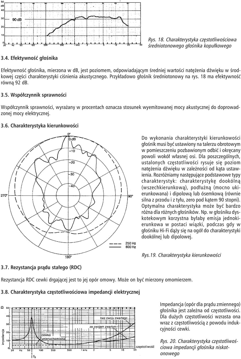 Przykładowo głośnik średniotonowy na rys. 18 ma efektywność równą 92 db. 3.5.