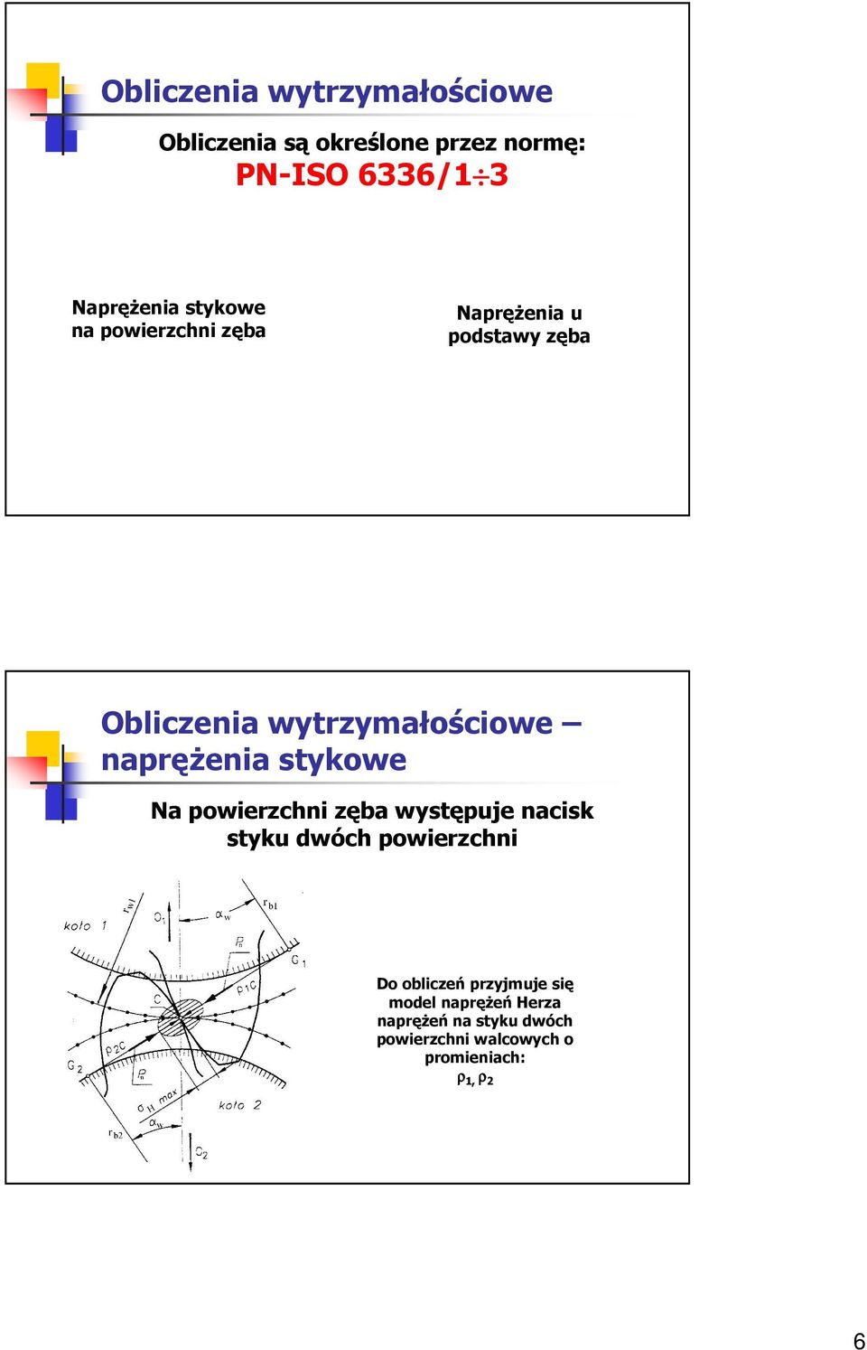 zęba występuje nacisk styku dwóch powierzchni Do obliczeń przyjmuje się model