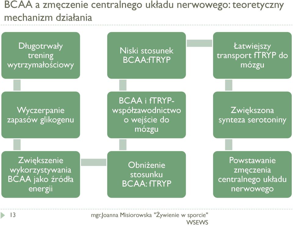 ftrypwspółzawodnictwo o wejście do mózgu Zwiększona synteza serotoniny Zwiększenie wykorzystywania BCAA jako źródła