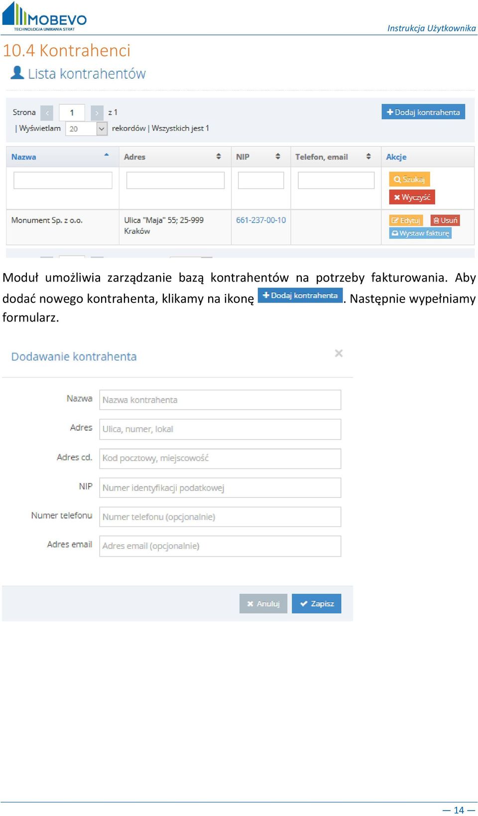 potrzeby fakturowania.