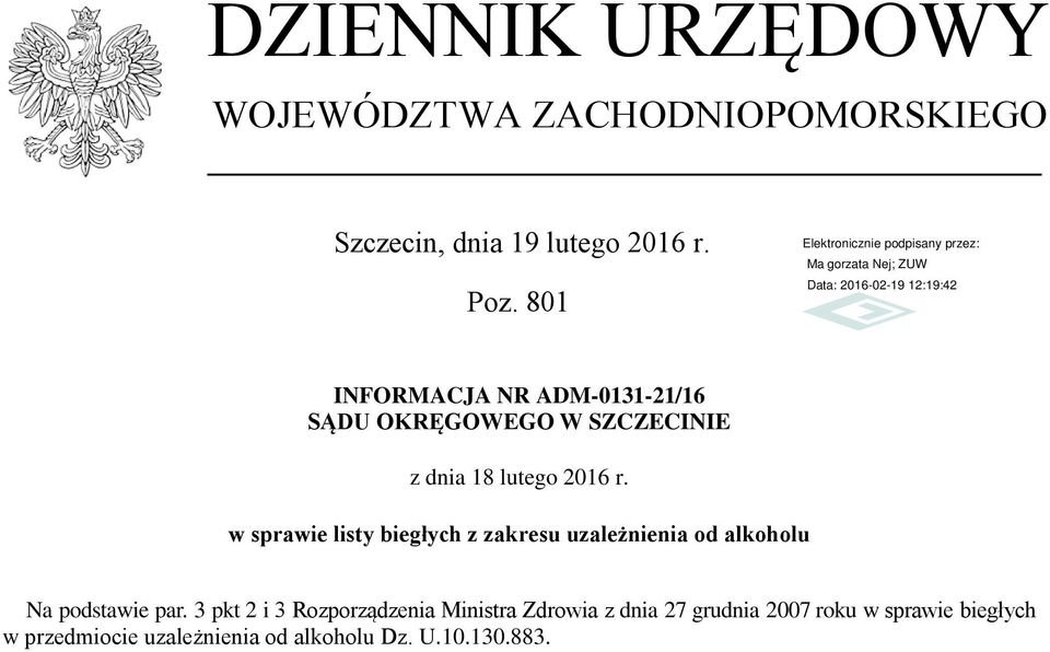 w sprawie listy biegłych z zakresu Na podstawie par.