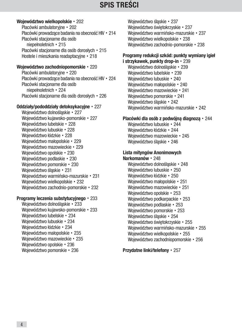 niepełnoletnich 224 Placówki stacjonarne dla osób dorosłych 226 Oddziały/pododdziały detoksykacyjne 227 Województwo dolnośląskie 227 Województwo kujawsko-pomorskie 227 Województwo lubelskie 228