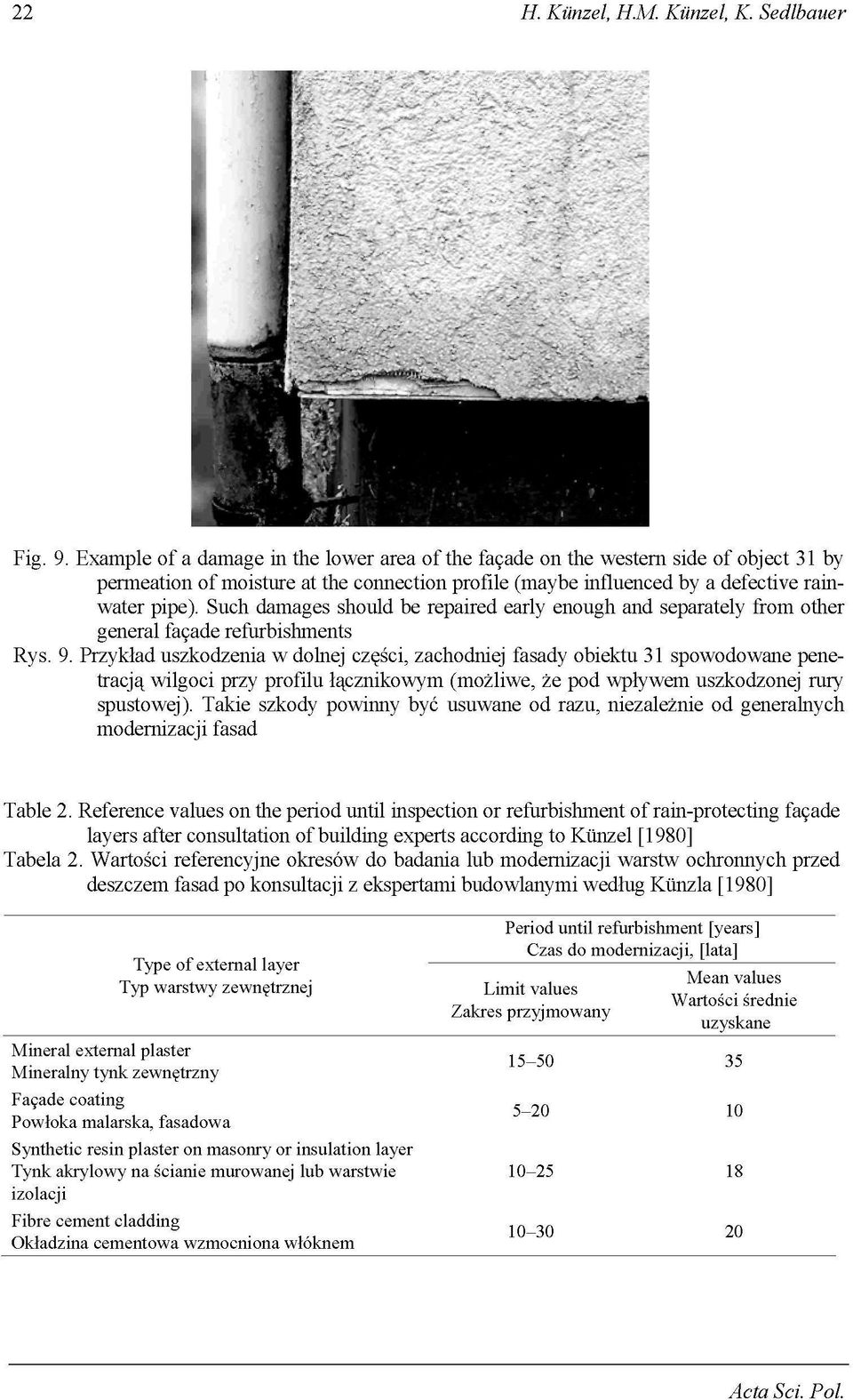 Such damages should be repaired early enough and separately from other general façade refurbishments Rys. 9.