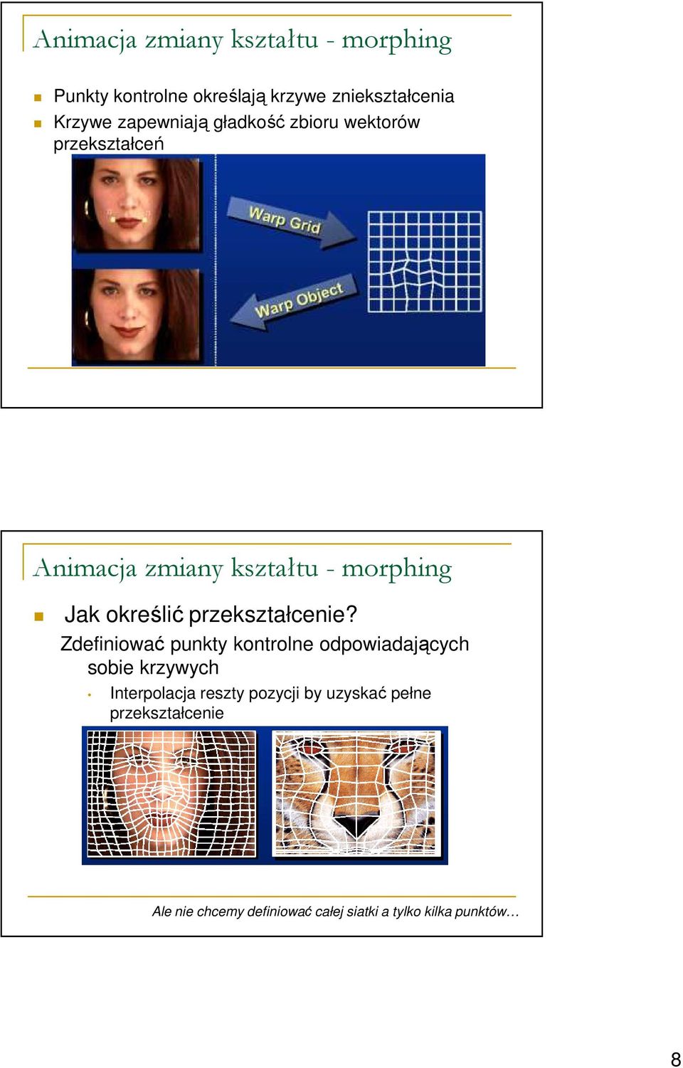 Zdefiniować punkty kontrolne odpowiadających sobie krzywych Interpolacja reszty