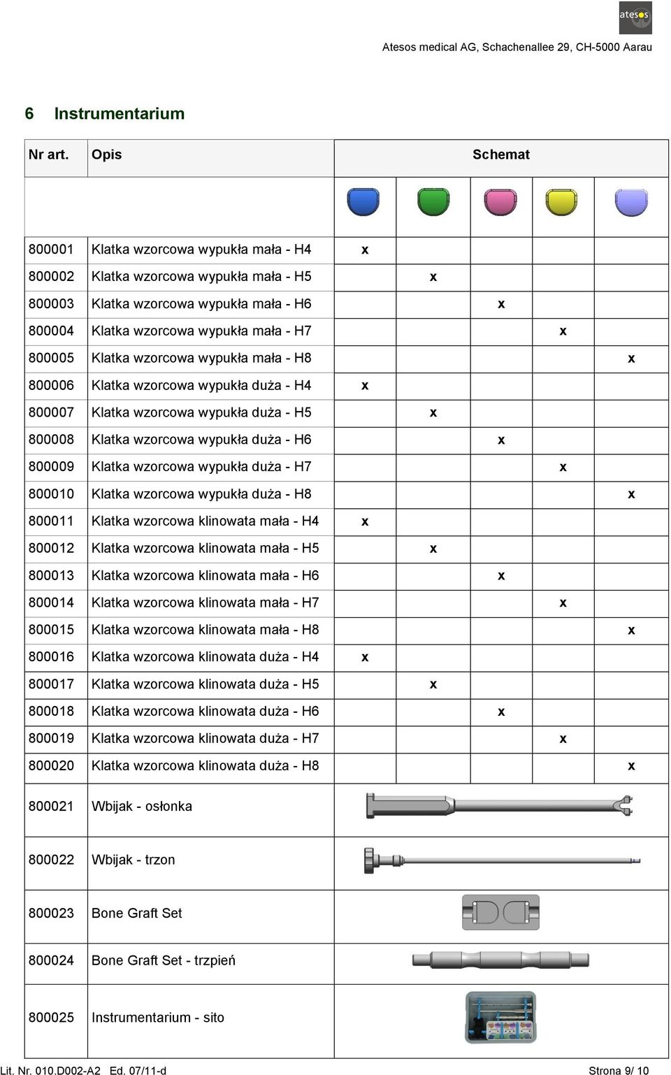 wzorcowa wypukła mała - H8 x 800006 Klatka wzorcowa wypukła duża - H4 x 800007 Klatka wzorcowa wypukła duża - H5 x 800008 Klatka wzorcowa wypukła duża - H6 x 800009 Klatka wzorcowa wypukła duża - H7