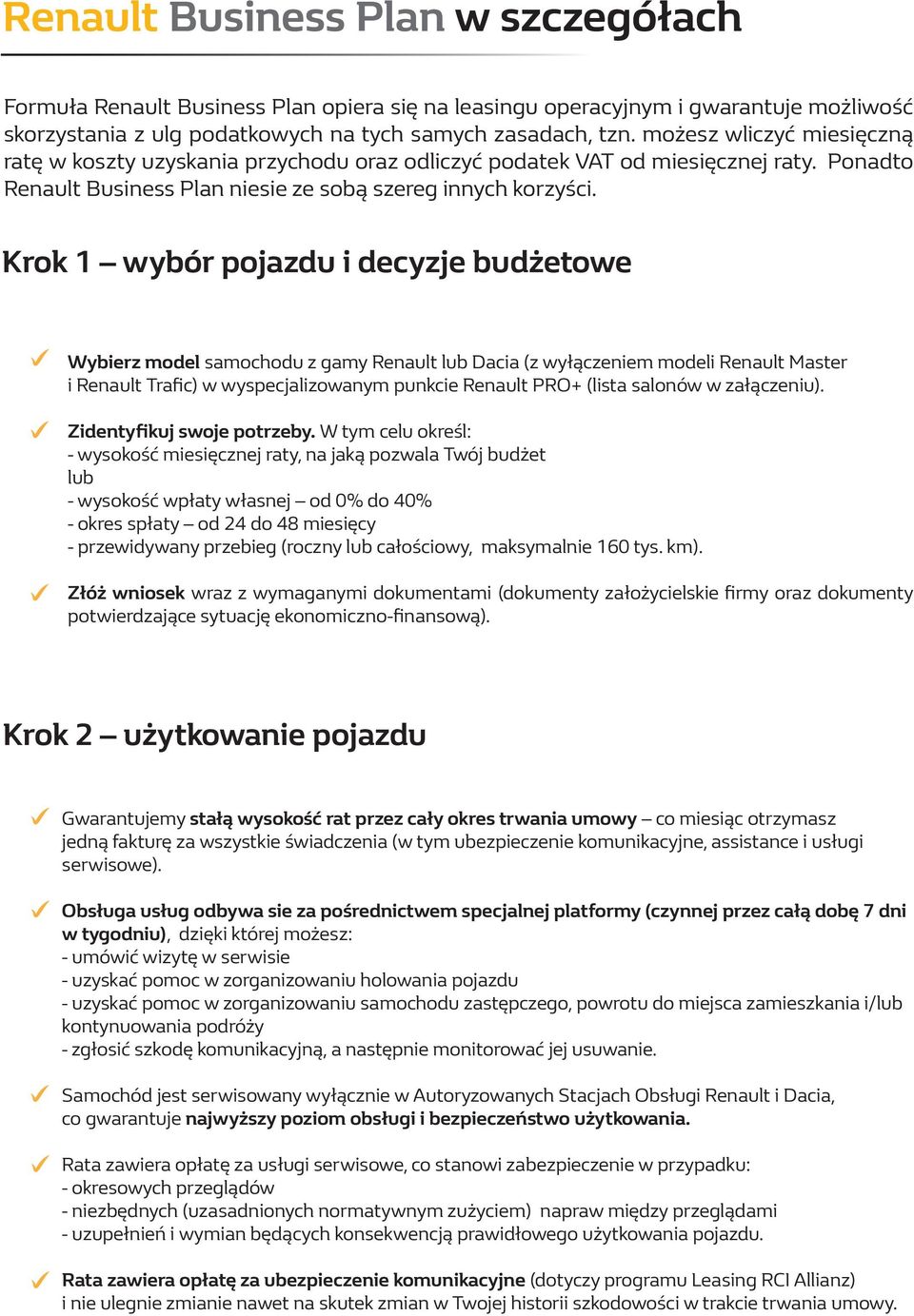 Krok 1 wybór pojazdu i decyzje budżetowe Wybierz model samochodu z gamy lub Dacia (z wyłączeniem modeli Master i Trafic) w wyspecjalizowanym punkcie PRO+ (lista salonów w załączeniu).