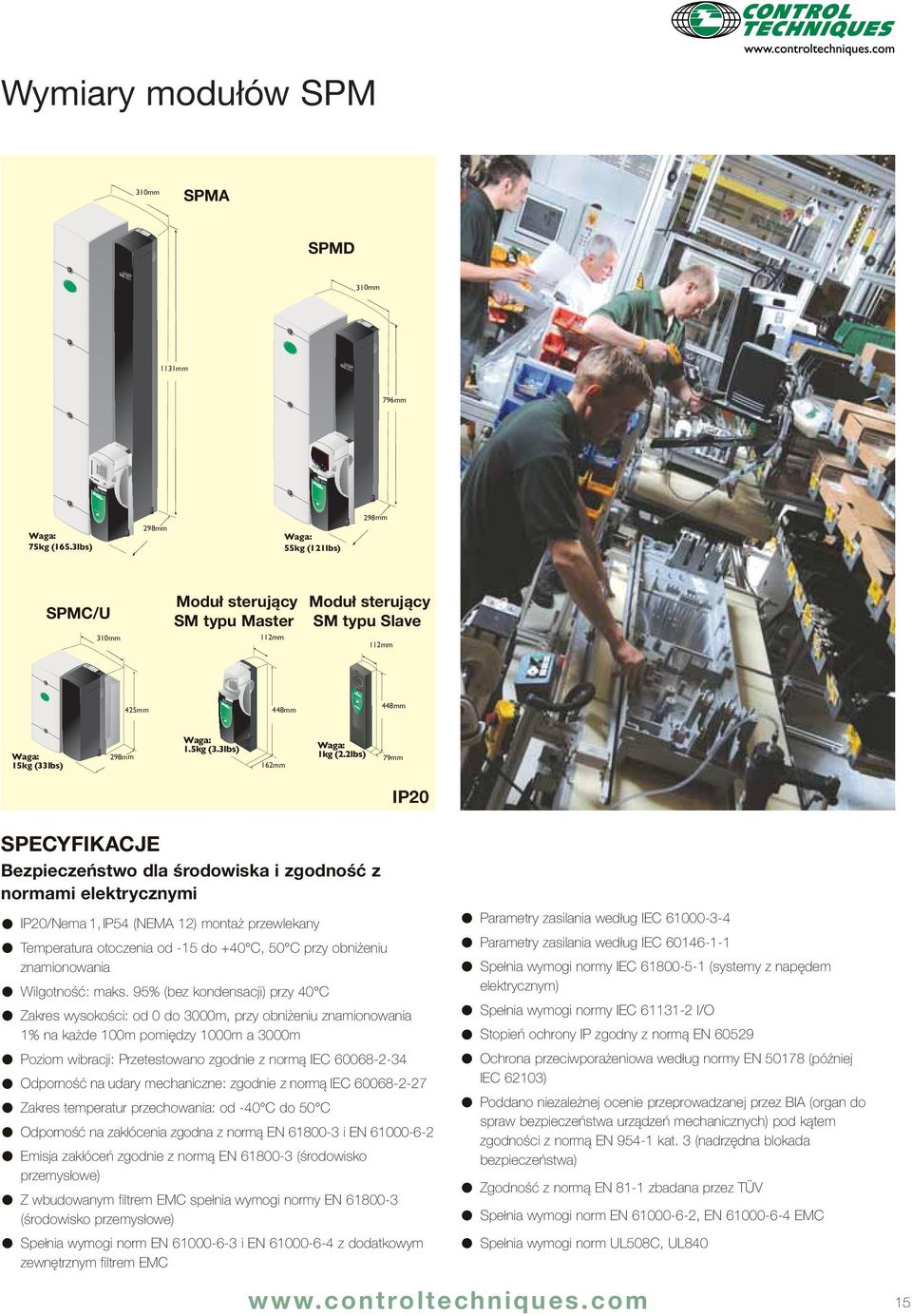 2lbs) 79mm IP20 SPECYFIKACJE Bezpieczeństwo dla środowiska i zgodność z normami elektrycznymi IP20/Nema 1, IP54 (NEMA 12) montaż przewlekany Temperatura otoczenia od -15 do +40 C, 50 C przy obniżeniu