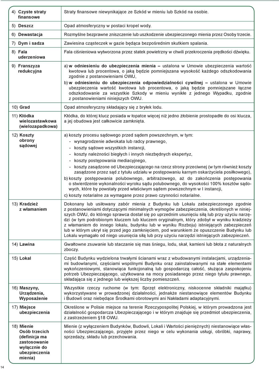 8) Fala uderzeniowa 9) Franszyza redukcyjna Fala ciśnieniowa wytworzona przez statek powietrzny w chwili przekroczenia prędkości dźwięku.