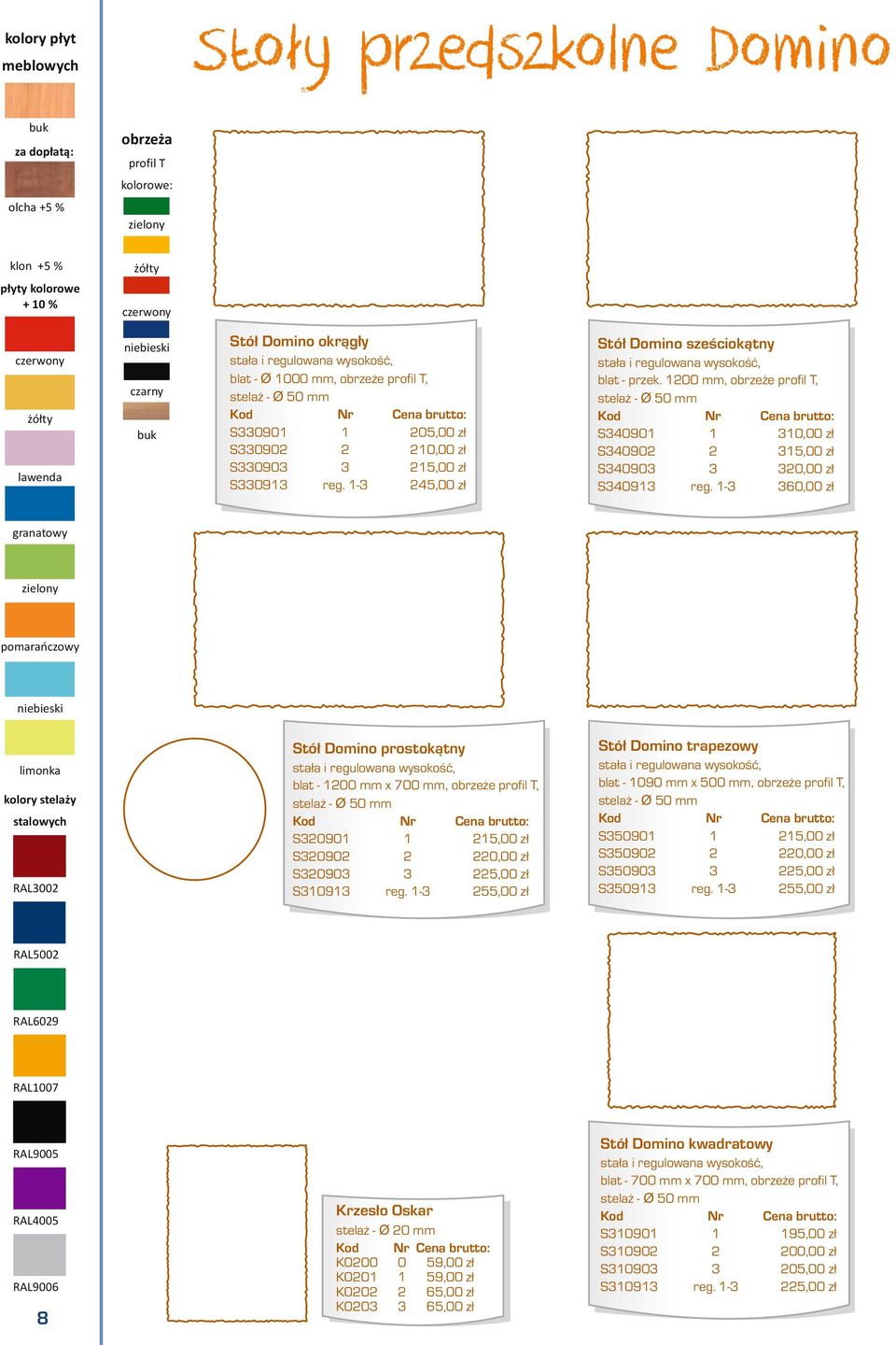 1-3 245,00 zł Stół Domino sześciokątny stała i regulowana wysokość, blat - przek. 1200 mm, obrzeże profil T, stelaż - Ø 50 mm S340901 1 310,00 zł S340902 2 315,00 zł S340903 3 320,00 zł S340913 reg.