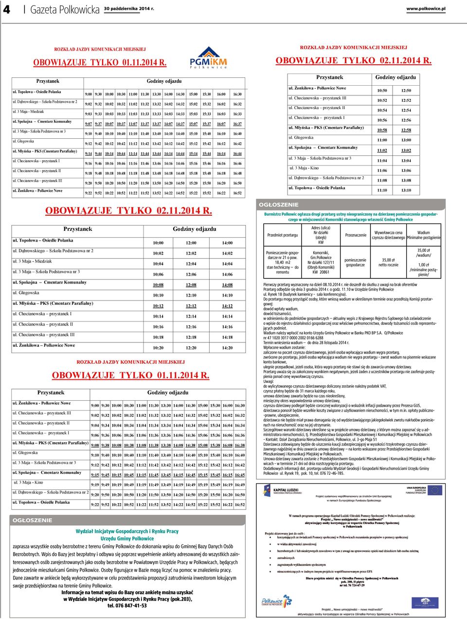 Chocianowska przystanek I ul. Chocianowska przystanek II ul. Chocianowska przystanek III ul. Żonkilowa Polkowice Nowe ul.