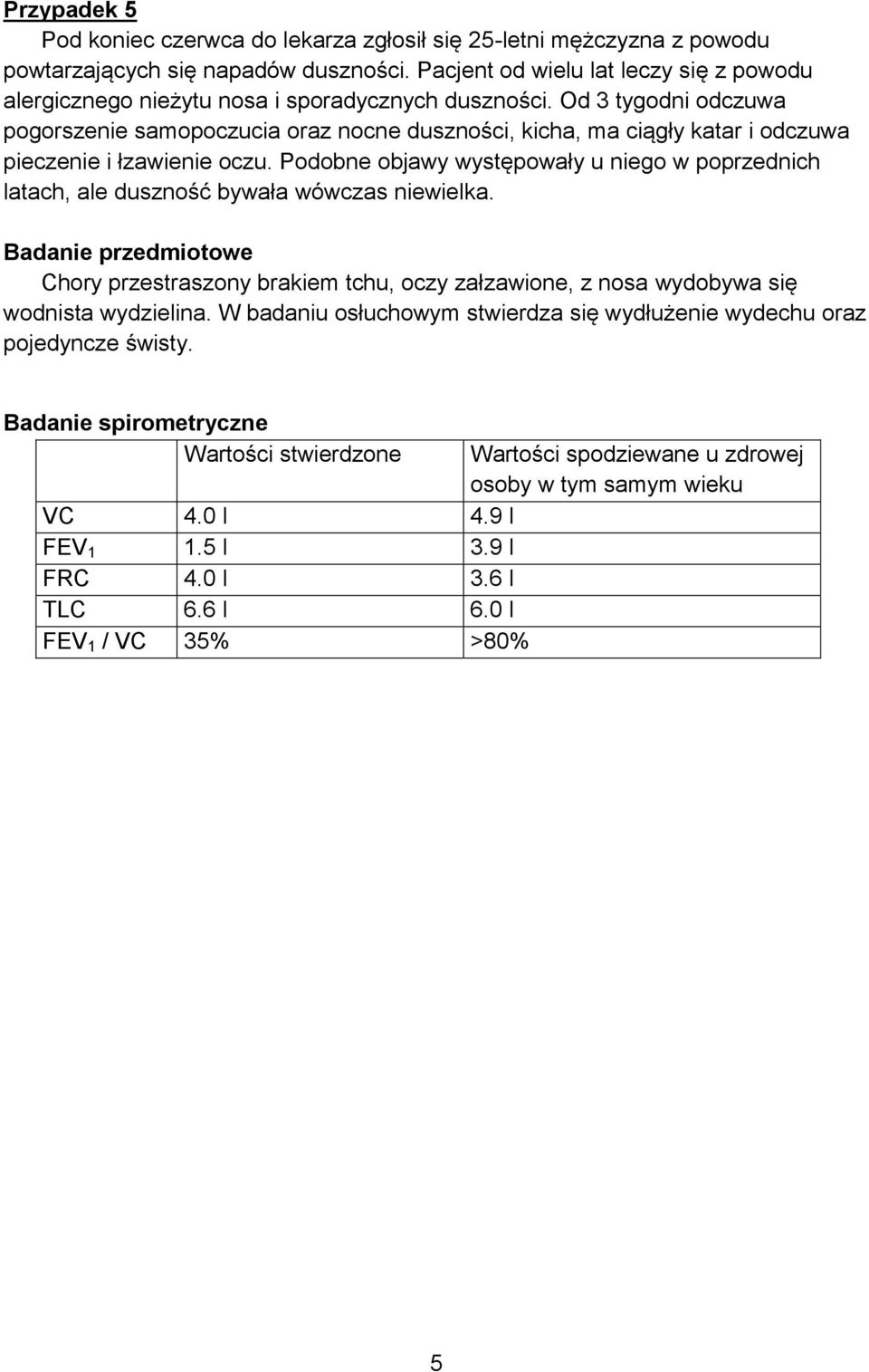 Od 3 tygodni odczuwa pogorszenie samopoczucia oraz nocne duszności, kicha, ma ciągły katar i odczuwa pieczenie i łzawienie oczu.