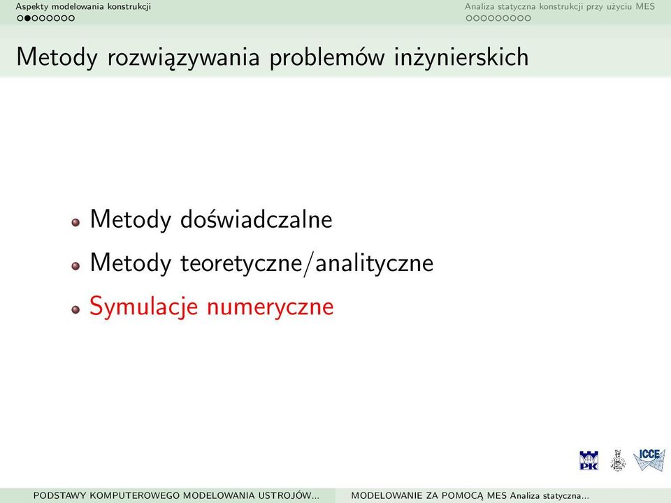 Metody doświadczalne Metody