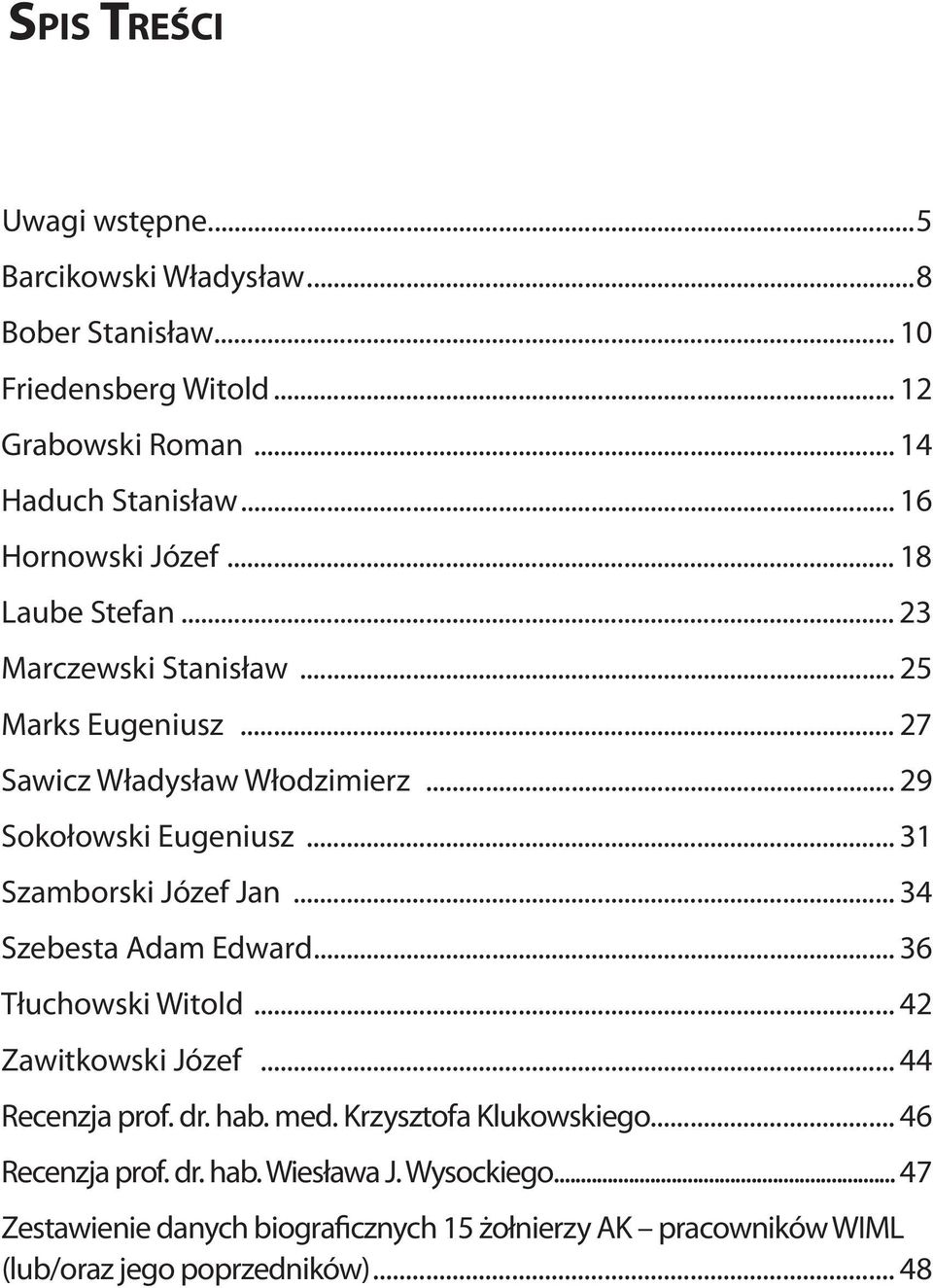 .. 31 Szamborski Józef Jan... 34 Szebesta Adam Edward... 36 Tłuchowski Witold... 42 Zawitkowski Józef... 44 Recenzja prof. dr. hab. med.