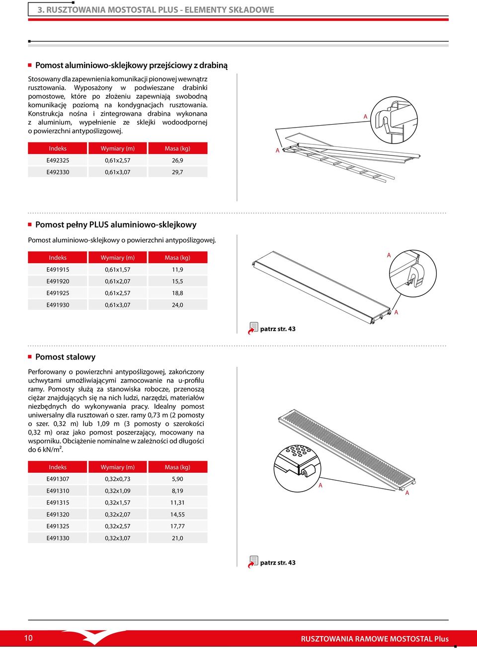 Konstrukcja nośna i zintegrowana drabina wykonana z aluminium, wypełnienie ze sklejki wodoodpornej o powierzchni antypoślizgowej.