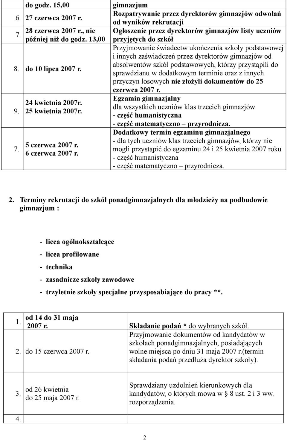 podstawowej i innych zaświadczeń przez dyrektorów gimnazjów od absolwentów szkół podstawowych, którzy przystąpili do sprawdzianu w dodatkowym terminie oraz z innych przyczyn losowych nie złożyli