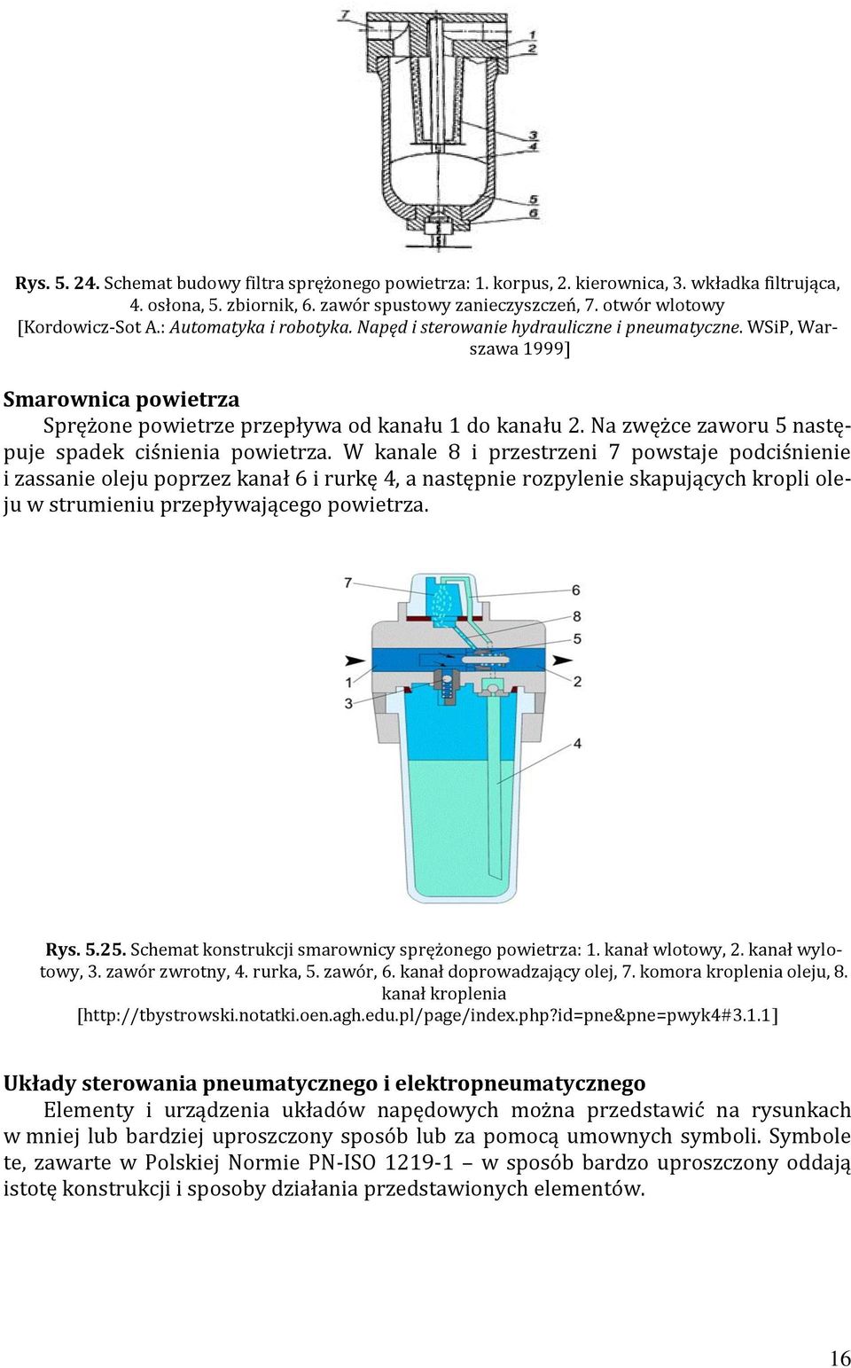 Na zwężce zaworu 5 następuje spadek ciśnienia powietrza.