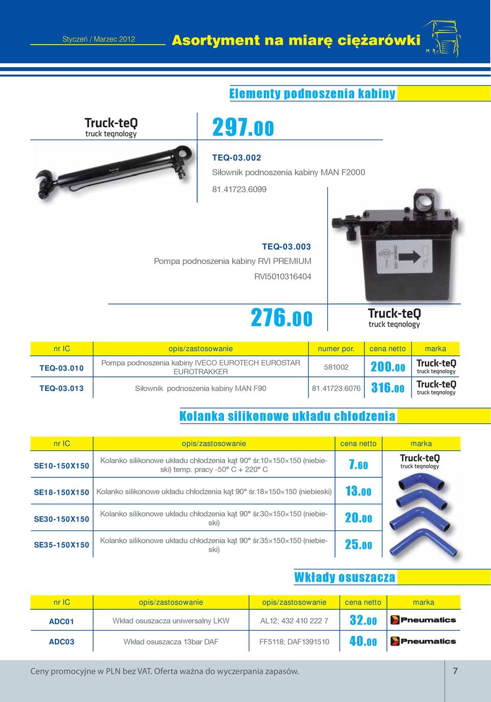 41723.6076 316.00 Kolanka silikonowe układu chłodzenia nr IC opis/zastosowanie cena netto marka SE10-150X150 Kolanko silikonowe uk³adu ch³odzenia k¹t 90 śr.10 150 150 (niebieski) temp.