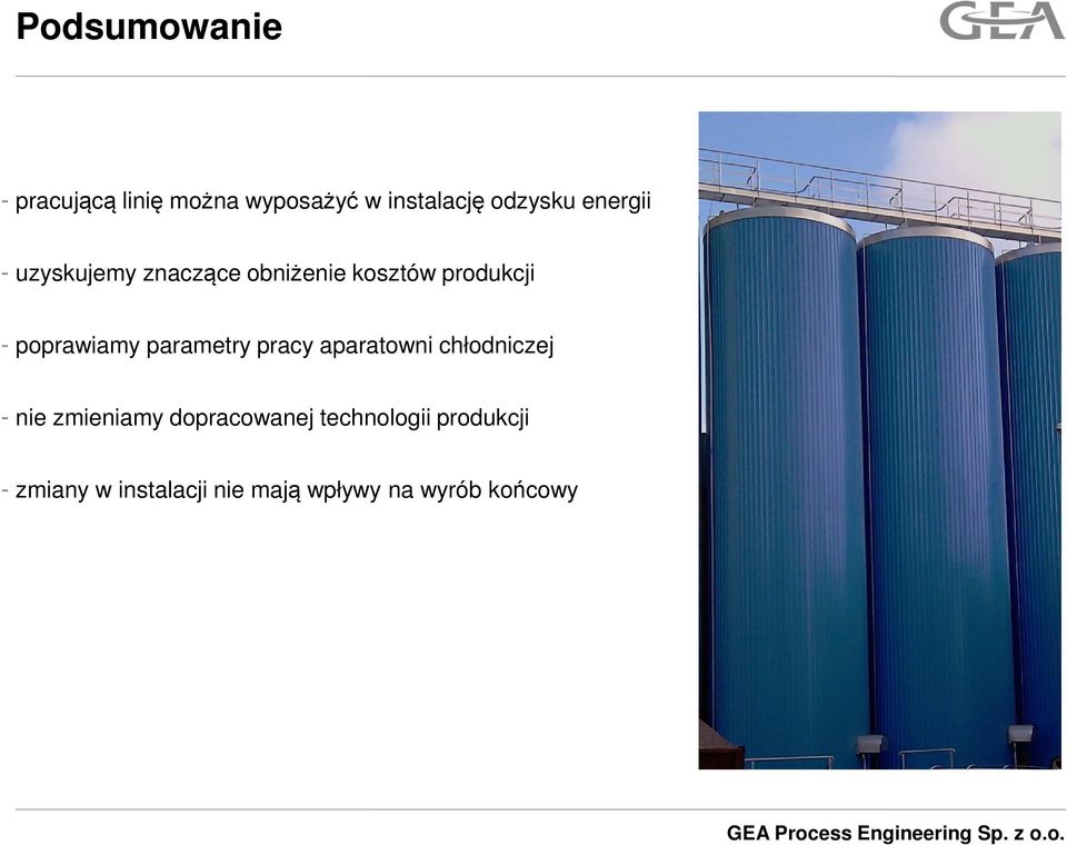 parametry pracy aparatowni chłodniczej - nie zmieniamy dopracowanej